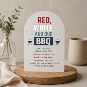 Red White and Due BBQ Modern Baby Shower  Acrylic Invitations