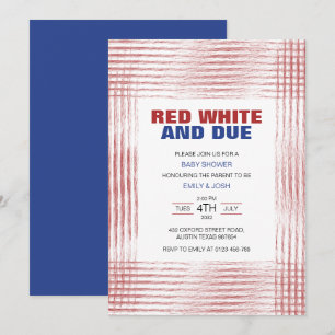 Red White and Due Chequered Art  Invitation