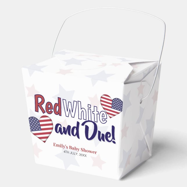 Red White and Due Independence Baby Shower  Favor Box (Front)