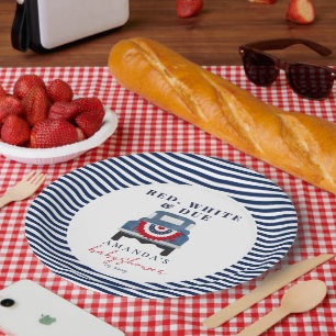 Red White and Due Patriotic Baby Shower  Paper Plate