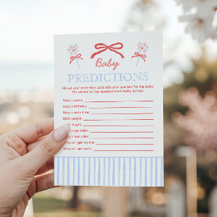Red White and Due Predictions Baby Shower Game Advice Card