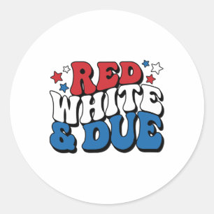 Red White And Due Retro Cute 4th Of July Pregnancy Classic Round Sticker