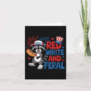 Red White And Feral Cute Raccoon Merica Usa Indepe Card