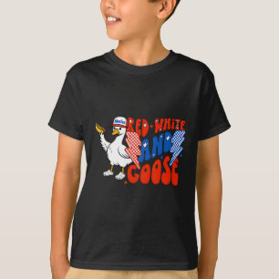Red White And Feral Funny Goose Hotdog 4th Of July T-Shirt