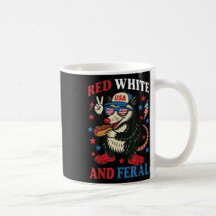 Red White And Feral Opossum Hot Dog Usa Flag 4th O Coffee Mug