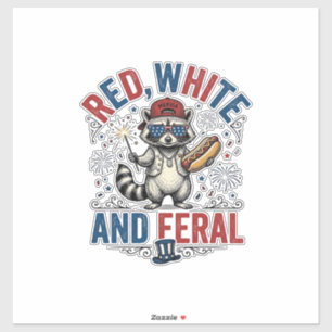 Red White and Feral Patriotic Raccoon Shirt_1