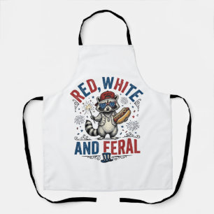 Red White and Feral Patriotic Raccoon Shirt_1 Apron
