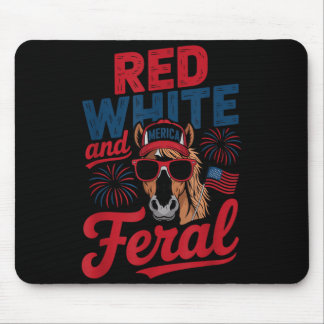 Red White And Feral - Patriotic USA Horse Merica Mouse Pad