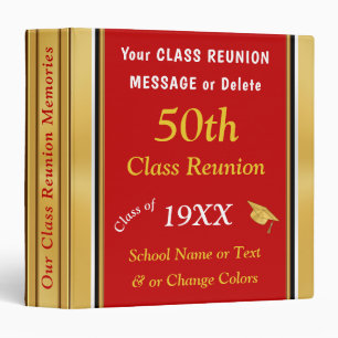 Red, White and Gold 50th Class Reunion Memories Binder