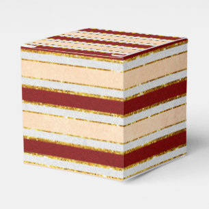 Red, White and Gold Foil Christmas Stripes Favor Box