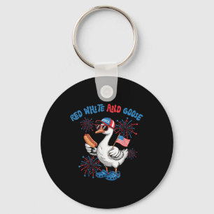 Red White And Goose Funny 4th Of July Patriotic Us Keychain