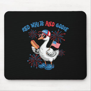Red White And Goose Funny 4th Of July Patriotic Us Mouse Pad