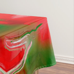 Red, White and Green Abstract Tablecloth