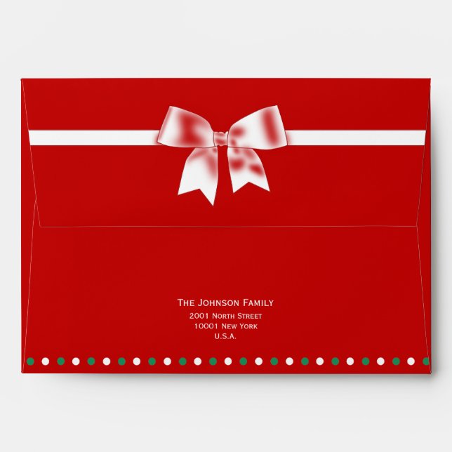 Red, White And Green Custom Christmas Envelopes (Back (Top Flap))
