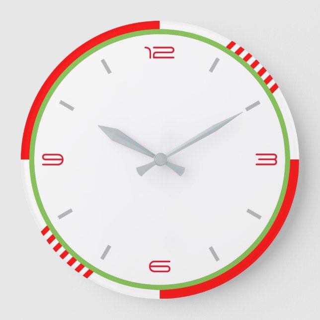 Red White and Green Large Clock (Front)