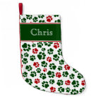 Red, White, and Green Paw Print Stocking