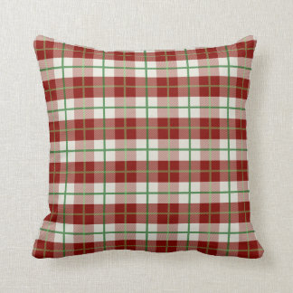 Red, white, and green plaid pillow