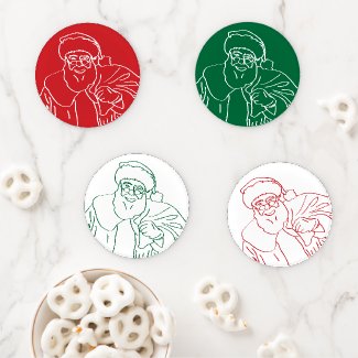 Red, White, and Green Santa Themed Coaster Set