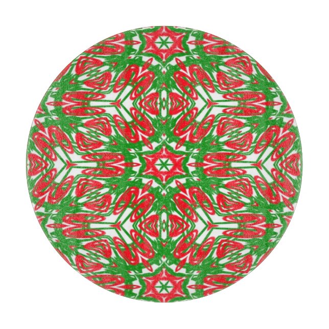 Red, White and Green Snowflakes Cutting Board (Front)