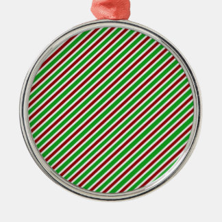 Red, White and Green Stripes Metal Ornament