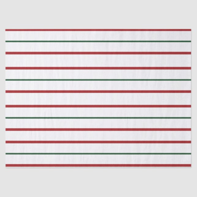 Red, White And Green Stripes Tissue Paper (Front)