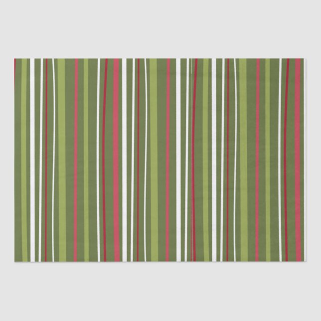 Red White and Green Stripes  Tissue Paper (Front)