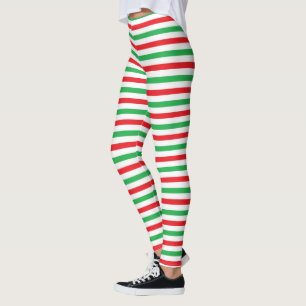 Red, White and Green Strips Leggings