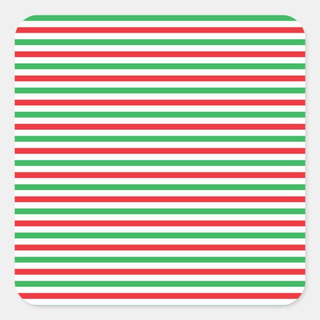 Red, White and Green Strips Square Sticker (Front)
