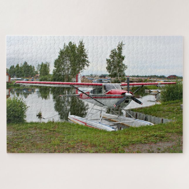 Red, White and grey float plane, Lake Hood, Alaska Jigsaw Puzzle (Horizontal)