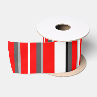 Red white and grey Stripes  Satin Ribbon