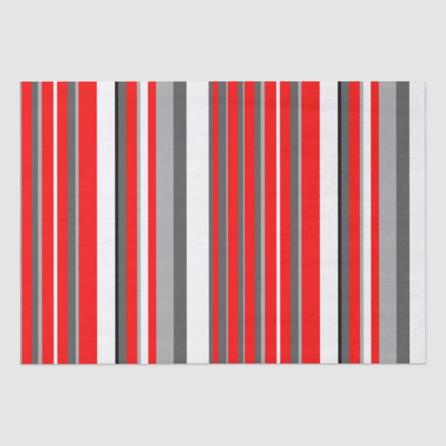 Red white and grey Stripes  Tissue Paper (Front)