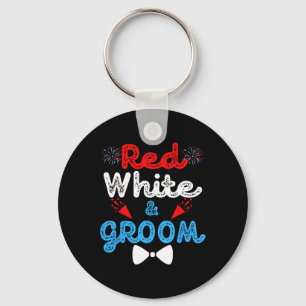Red White And Groom Funny Wedding Party 4th Of Jul Keychain