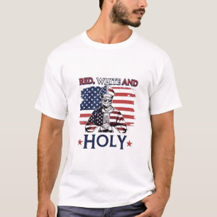Red White and Holy Pope Leo 4th Of July USA T-Shirt
