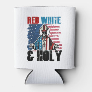 Red White and Holy Pope Leo XIV, 4th of July  Can Cooler