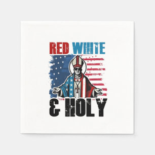 Red White and Holy Pope Leo XIV, 4th of July  Napkin