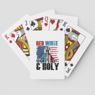 Red White and Holy Pope Leo XIV, 4th of July Playing Cards