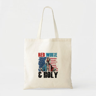 Red White and Holy Pope Leo XIV, 4th of July  Tote Bag