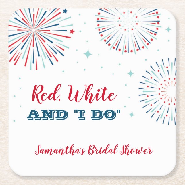Red, White and I DO Bridal Shower Coaster (Front)
