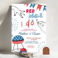Red White and I do Engagement Party Invitation