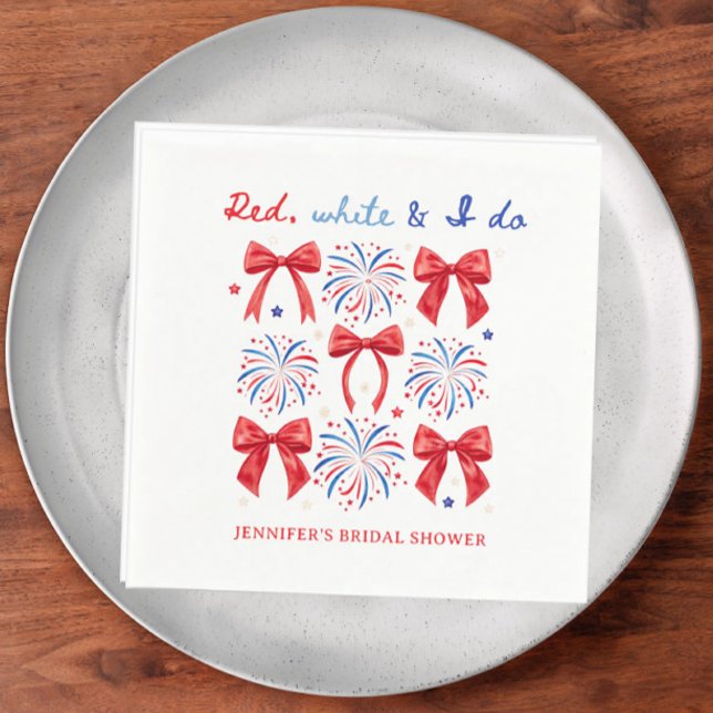 Red White and I Do July 4th Bridal Shower Napkin (Creator Uploaded)