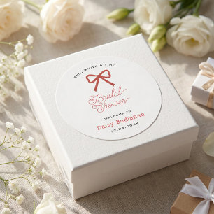 Red White and I Do Modern Bridal Red Theme Classic Round Sticker