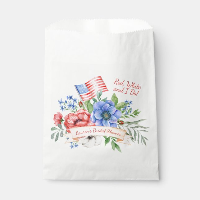 Red White and I Do Patriotic Bridal Shower Favour Bag (Front)