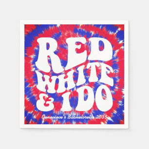 Red White and I Do Retro Independence Day Tie Dye Napkin