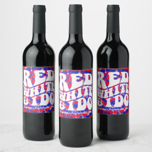 Red White and I Do   Retro Tie Dye  Wine Label