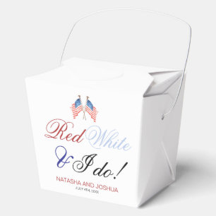 Red White and I Do USA Patriotic Wedding  Favor Box