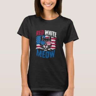 Red White And Meow American Cat Us Pride T-Shirt