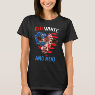 Red White And Moo  Cow 4th Of July Patriotic T-Shirt