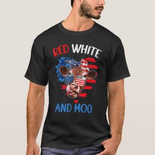 Red White And Moo Cow 4th Of July Patriotic T-Shirt