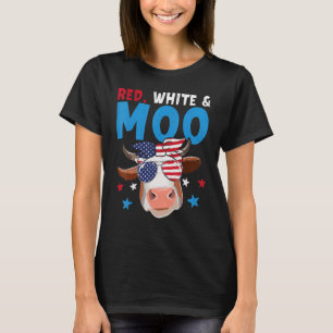Red White And Moo Cow Usa Flag 4th Of July Farm S T-Shirt