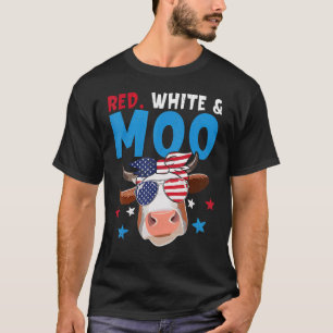 Red White And Moo Cow Usa Flag 4th Of July Farm S T-Shirt